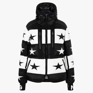 Bogner Paula D Down Ski Jacket Black White Stars NWT US 6